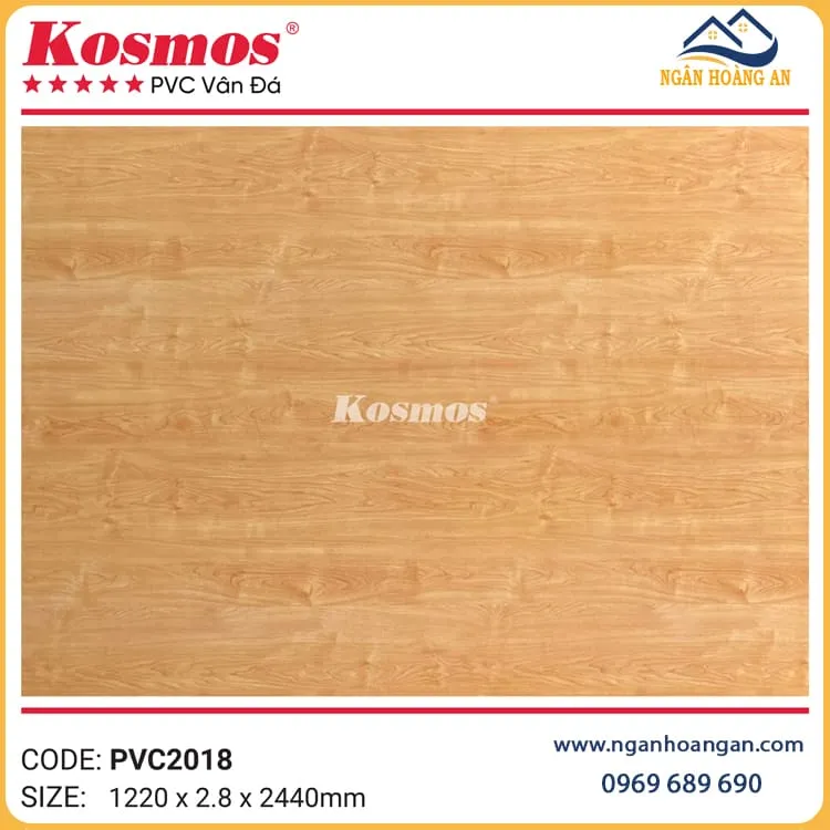 Ốp Tường PVC Giả Vân Đá Kosmos PVC2018 Màu Vân Gỗ